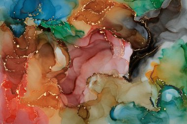 Soyut bulutlar. Modern fütüristik desenli mermer yarı şeffaf renk dokusu, çok renkli dinamik arkaplan, sıvı boya sanatı..