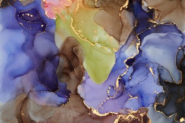 Sıvı mürekkep tekniğiyle doğal lüks, akışkan sanat resimleri. Şefkatli ve rüya gibi duvar kağıtları. Renklerin karışımı şeffaf dalgalar ve altın girdaplar yaratır. Posterler ve diğer basılı materyaller için