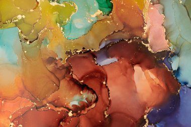 Şeffaf renk akımları, yılan gibi kıvrılan metalik girdaplar ve köpüklü renk spreyleri bu serbest akan dokuların manzarasını şekillendirir. Sıvı mürekkep tekniğiyle doğal lüks, akışkan sanat resimleri.