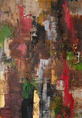 Çadır bezi dokusunda soyut renkli yağlı boya resim. El yapımı fırça darbesi, yağlı boya arka plan. Modern Sanat Yağlı Resimleri. Arkaplan için soyut modern sanat