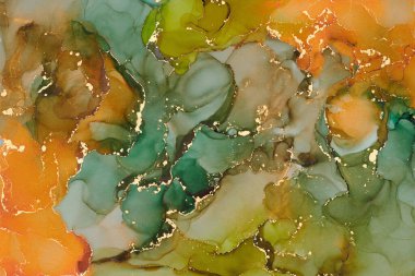 Şeffaf renk akımları, yılan gibi kıvrılan metalik girdaplar ve köpüklü renk spreyleri bu serbest akan dokuların manzarasını şekillendirir. Sıvı mürekkep tekniğiyle doğal lüks, akışkan sanat resimleri.