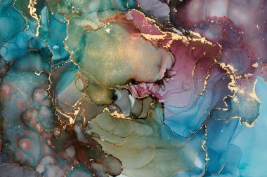 Sıvı mürekkep tekniğiyle doğal lüks, akışkan sanat resimleri. Şefkatli ve rüya gibi duvar kağıtları. Renklerin karışımı şeffaf dalgalar ve altın girdaplar yaratır. Posterler ve diğer basılı materyaller için