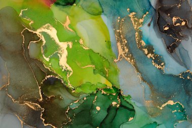 Sıvı mürekkep tekniğiyle doğal lüks, akışkan sanat resimleri. Şefkatli ve rüya gibi duvar kağıtları. Renklerin karışımı şeffaf dalgalar ve altın girdaplar yaratır. Posterler ve diğer basılı materyaller için