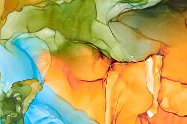 Soyut bulutlar. Modern fütüristik desenli mermer yarı şeffaf renk dokusu, çok renkli dinamik arkaplan, sıvı boya sanatı..