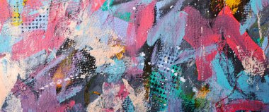 Yağlı boya çizimi. Soyut renkli arkaplan. İzlenimcilik tarzında soyutlama. Modern sürrealist resim. Duvar dekorasyonu için iyi bir poster. Gerçeküstü tasarım. El çizimi desen şablonu.