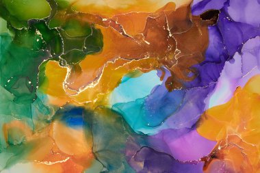 Sıvı mürekkep tekniğiyle doğal lüks, akışkan sanat resimleri. Şefkatli ve rüya gibi duvar kağıtları. Renklerin karışımı şeffaf dalgalar ve altın girdaplar yaratır. Posterler ve diğer basılı materyaller için