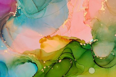 Alkol mürekkebi tekniğinde doğal lüks, soyut, akışkan sanat resimleri. Şefkatli ve rüya gibi duvar kağıtları. Renklerin karışımı şeffaf dalgalar ve altın girdaplar yaratır. Posterler ve diğer basılı materyaller için