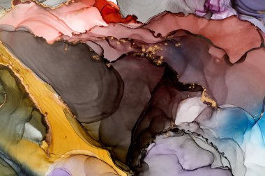 Soyut bulutlar. Modern fütüristik desenli mermer yarı şeffaf renk dokusu, çok renkli dinamik arkaplan, sıvı boya sanatı..