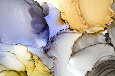 Sıvı mürekkep tekniğiyle doğal lüks, akışkan sanat resimleri. Şefkatli ve rüya gibi duvar kağıtları. Renklerin karışımı şeffaf dalgalar ve altın girdaplar yaratır. Posterler ve diğer basılı materyaller için