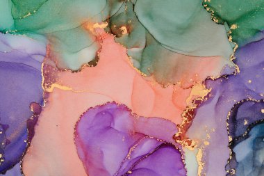 Sıvı mürekkep tekniğiyle doğal lüks, akışkan sanat resimleri. Şefkatli ve rüya gibi duvar kağıtları. Renklerin karışımı şeffaf dalgalar ve altın girdaplar yaratır. Posterler ve diğer basılı materyaller için