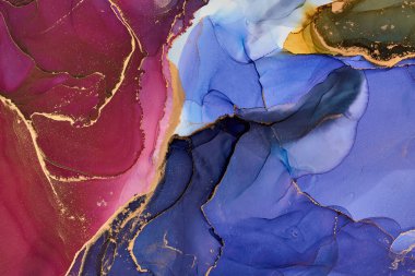 Renk girdapları ve metalik altın damarları akan, soyut bir tasarım, hareket ve dönüşüm hissi oluşturur. Sıvı sanat, organik şekiller ve sıvı mürekkep dokuları, lüks ve doğal güzellik yaratımı.