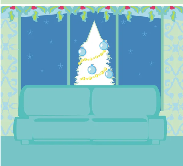 Living Room Christmas Time — Stock Vector