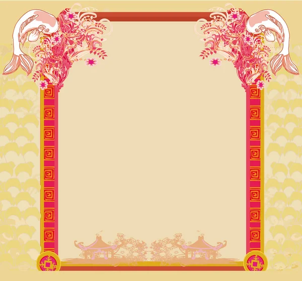 日本科伊古色古香框架 亚洲风格的装饰卡 — 图库矢量图片