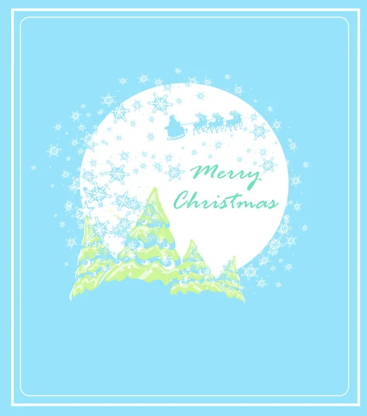 Père Noël Claus Volant Avec Sac Plein Cadeaux Carte — Image vectorielle
