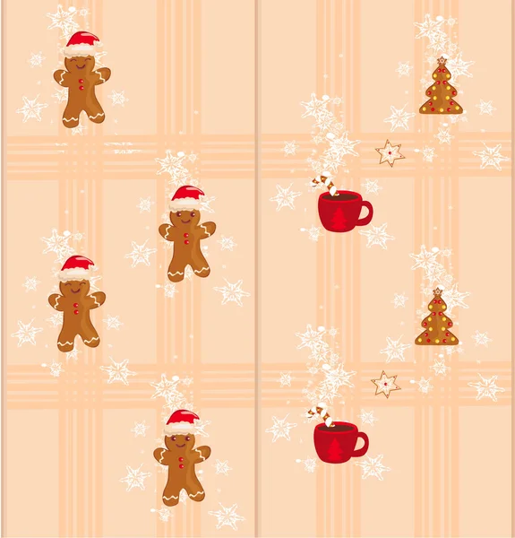Patrón Sin Costura Navidad Con Galletas Jengibre — Archivo Imágenes Vectoriales
