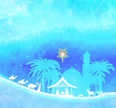 İsa 'nın Beytüllahim' de Doğumu - Sanatsal Kart 