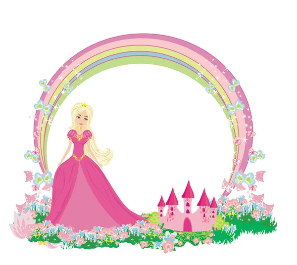 Magic Fairy Tale Princess Castle Rama — Wektor stockowy