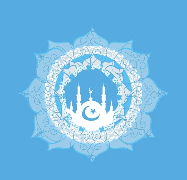 Tarjeta Felicitación Ramadan Mubarak Marco Decorativo Con Adornos — Vector de stock