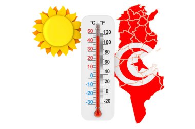 Tunus 'ta sıcaklık kavramı. Beyaz arkaplanda 3B görüntüleme izole edildi