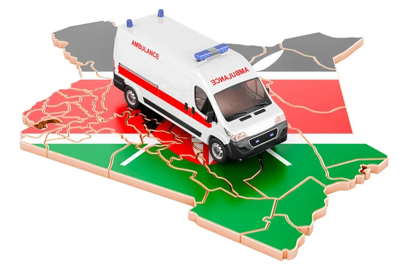 Pogotowie Medyczne Kenii Furgonetka Karetki Kenijskiej Mapie Rendering Izolowany Białym — Zdjęcie stockowe
