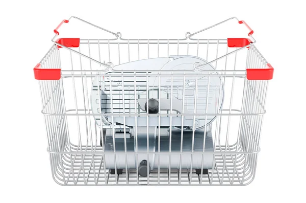 带有切割机的购物篮 在白色背景下隔离3D渲染 — 图库照片