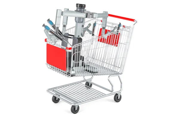 Shopping Cart Robotic Surgical System Rendering Isolated White Background — Stock Photo, Image