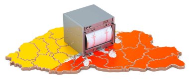 Bhutan konseptinde deprem, beyaz arkaplanda 3 boyutlu görüntüleme