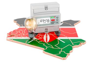 Kenya 'da elektrik tüketimi, beyaz arkaplanda 3 boyutlu görüntüleme