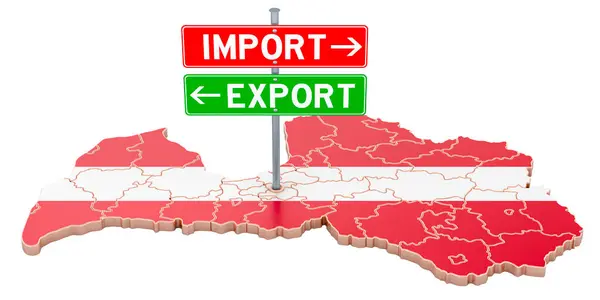 Importación Exportación Letonia Concepto Representación Aislado Sobre Fondo Blanco —  Fotos de Stock