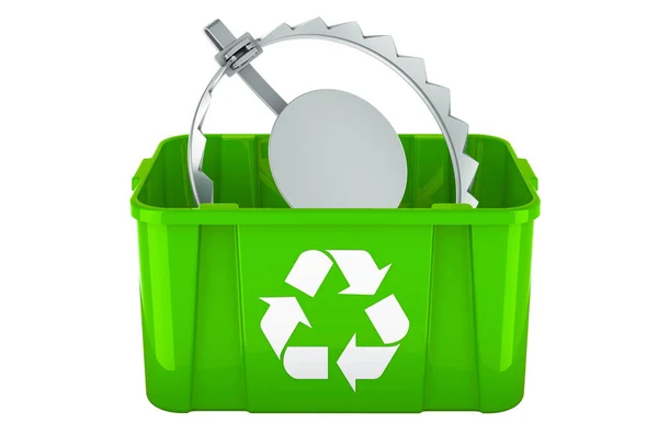 Recycling Mülleimer Mit Bärenfalle Rendering Isoliert Auf Weißem Hintergrund — Stockfoto