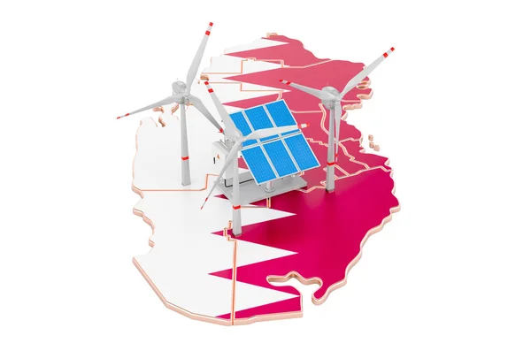 Energía Renovable Desarrollo Sostenible Qatar Concepto Representación Aislada Sobre Fondo —  Fotos de Stock