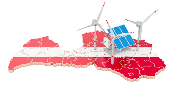 Obnovitelná Energie Udržitelný Rozvoj Lotyšsku Koncepce Vykreslování Izolované Bílém Pozadí — Stock fotografie