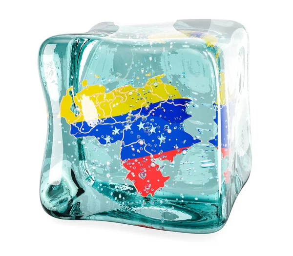 ベネズエラ地図は氷のキューブで凍結し 白い背景に隔離された3Dレンダリング — ストック写真