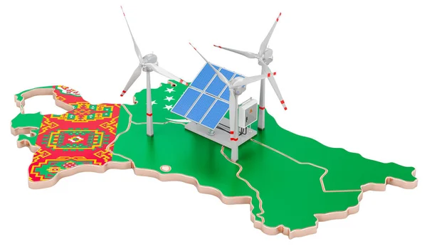Energía Renovable Desarrollo Sostenible Turkmenistán Concepto Representación Aislada Sobre Fondo —  Fotos de Stock