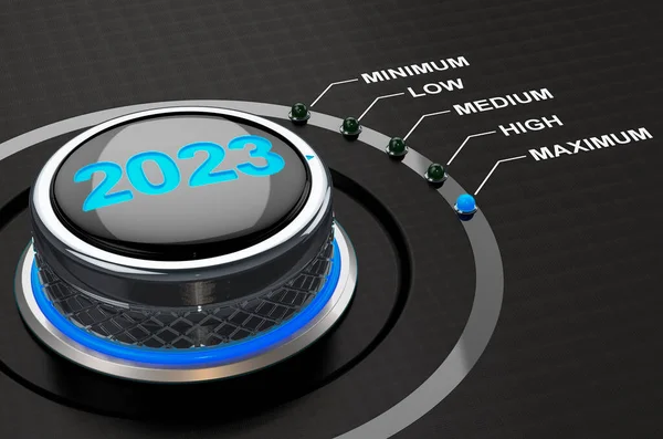 2023 Ney Interruptor Año Botón Botón Renderizado —  Fotos de Stock