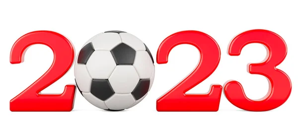 Soccer 2023 Soccer Ball Concept Rendering Isolated White Background — Stock Photo, Image
