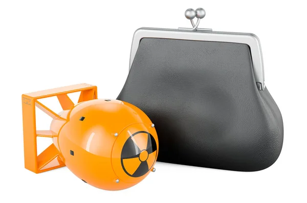 Atomic Bomb Coin Purse Rendering Isolated White Backgroun — Stock Photo, Image