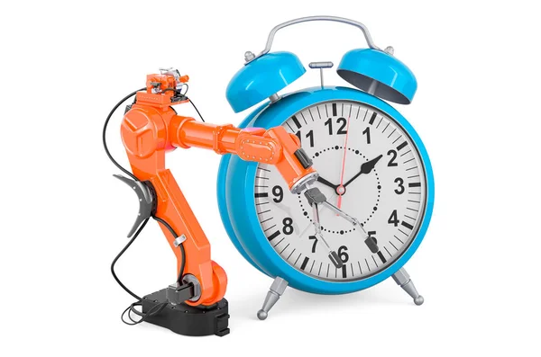 Robotic Arm Alarm Clock Rendering Isolated White Background — Stock Photo, Image