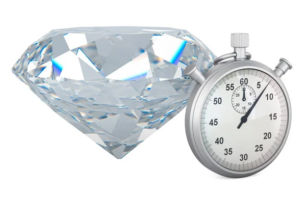 Diamante Com Cronômetro Renderização Isolado Fundo Branco — Fotografia de Stock