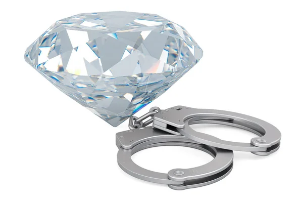 Manette Con Diamante Rendering Isolato Sfondo Bianco — Foto Stock