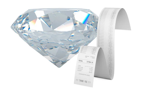 Ricevuta Stampata Bolletta Con Diamante Rendering Isolato Sfondo Bianco — Foto Stock