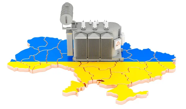 Електропідстанції Українській Мапі Рендеринг Ізольований Білому Тлі — стокове фото