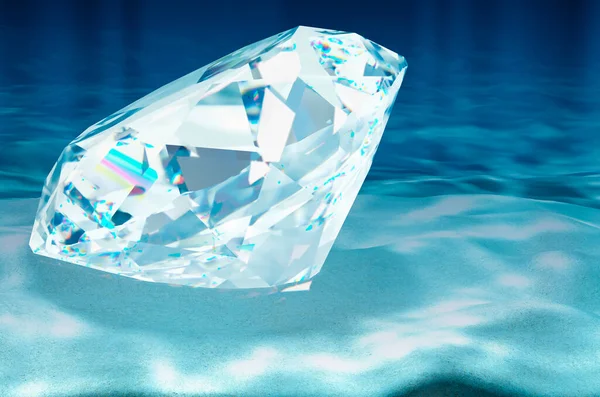 Diamante Sul Fondo Dell Oceano Sott Acqua Rendering — Foto Stock
