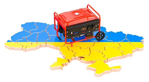 Gasoline Generator Ukrainian Map Rendering Isolated White Background — Stock Photo, Image