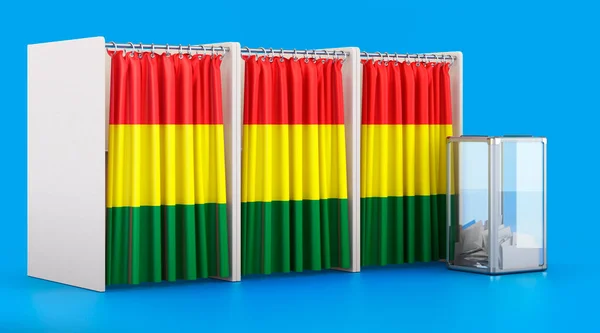 Wahlkabinen Mit Bolivianischer Flagge Und Wahlurne Wahl Bolivien Konzept Rendering — Stockfoto
