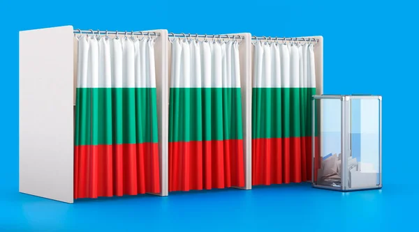Киоски Голосования Болгарским Флагом Урной Голосования Выборы Болгарии Концепция Рендеринг — стоковое фото