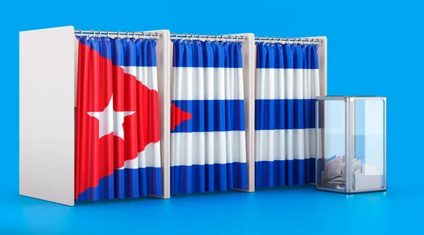 Röstbås Med Kubansk Flagga Och Valurna Val Kuba Koncept Rendering — Stockfoto