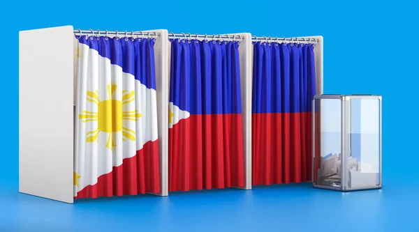 Cabines Vote Avec Drapeau Philippin Urne Election Aux Philippines Concept — Photo