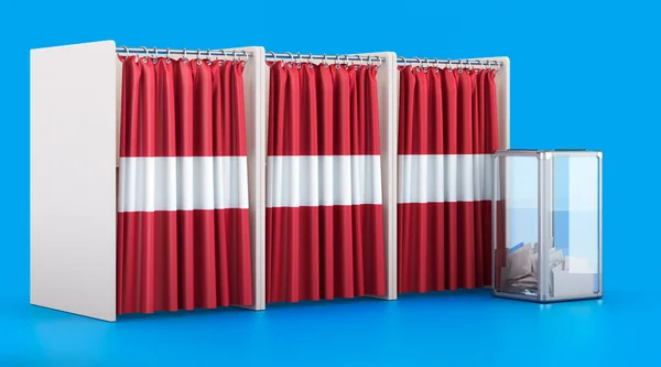 Röstbås Med Lettisk Flagga Och Valurna Val Lettland Koncept Rendering — Stockfoto