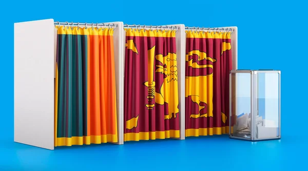 Kabiny Głosowania Flagą Sri Lanki Urną Głosowania Wybory Sri Lance — Zdjęcie stockowe